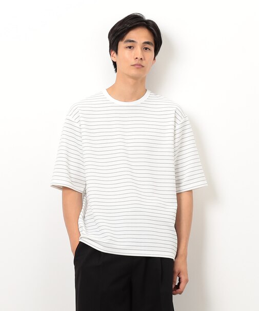 リップルジャージー 細ボーダー Tシャツ