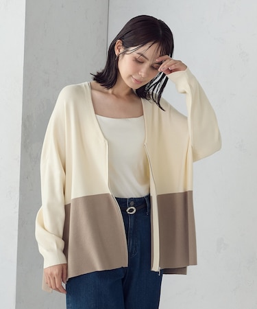 バイカラー ポンチョカーディガン