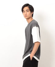 ケーブル柄 ベスト フェイクレイヤード Tシャツ