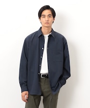 ウールライク ショートポイントカラー 長袖シャツ
