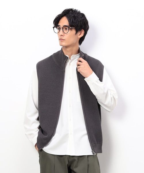 コムデギャルソンオムドゥ ニットベスト パッチワーク ジップアップ M コムデギャルソンオム 24SS チェックジップアップベスト style