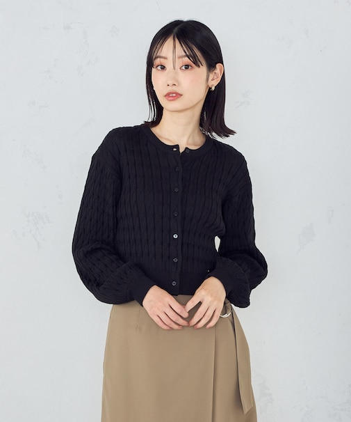 ミニケーブル クルーネックカーディガン