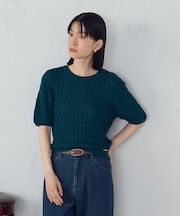 ミニケーブル５分袖ニット