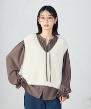 【ウォッシャブル】シャギー　ニットベスト