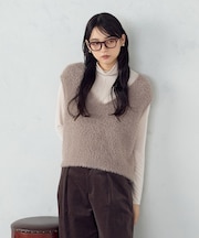 【ウォッシャブル】シャギー　ニットベスト