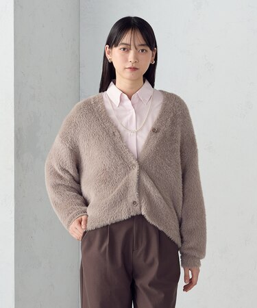 【ウォッシャブル】シャギーニット　カーディガン