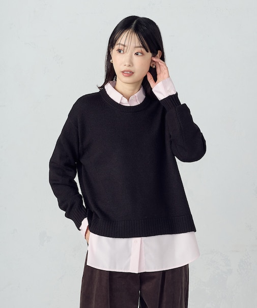 【ウォッシャブル】日本の色　クルーネックニット