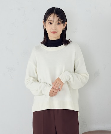 【ウォッシャブル】日本の色　クルーネックニット