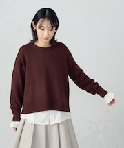 【ウォッシャブル】日本の色　クルーネックニット