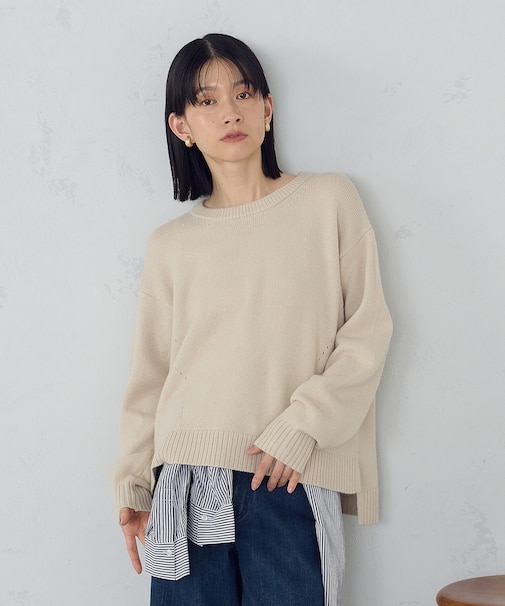 【ウォッシャブル】日本の色 クルーネックニット