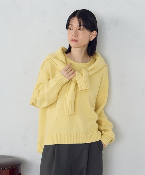 【ウォッシャブル】日本の色 クルーネックニット