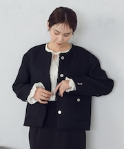 ファンシーツイード　ノーカラージャケット