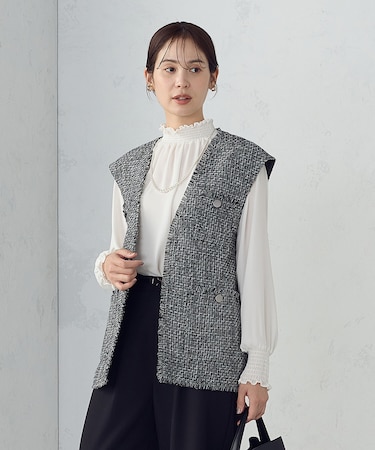 ファンシーツイード　ロングジレ