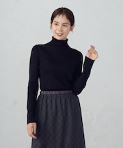 【マシンウォッシャブル】ベーシック　タートルネックリブニット