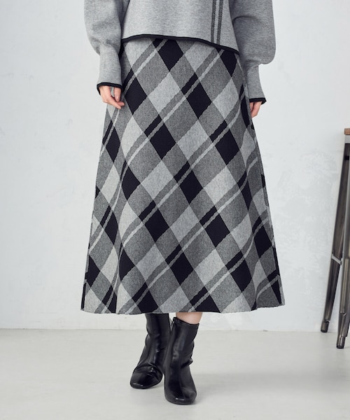 BEAMS GOLF チェック柄　セットアップ　ニット　ニットスカート　上下 BEAMS GOLF チェック柄 セットアップ ニット ニットスカート