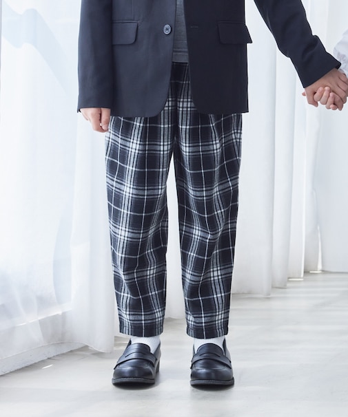 チェック テーパードパンツ