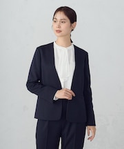 【セットアップ対応】杢調ノーカラージャケット