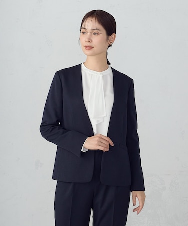 【セットアップ対応】杢調ノーカラージャケット