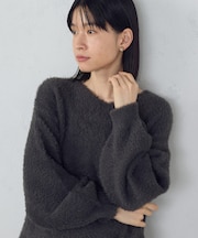 【ウォッシャブル】シャギー Vネックニット