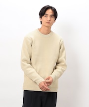 ワッフルクルーネックニット