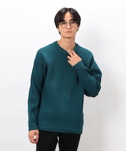 ワッフルクルーネックニット