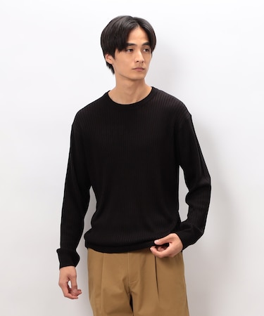 日本の色 ワイドリブクルーネックニット