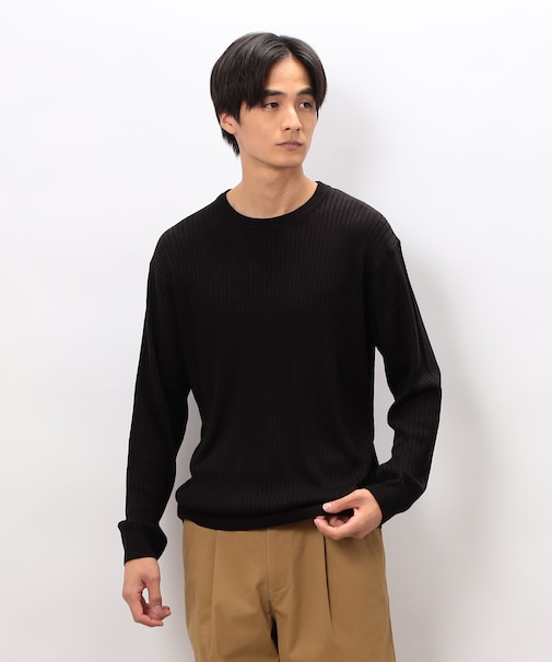 日本の色 ワイドリブクルーネックニット