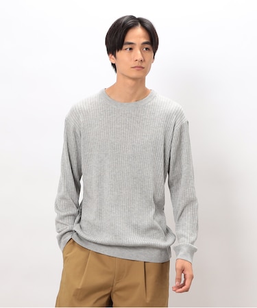 日本の色 ワイドリブクルーネックニット