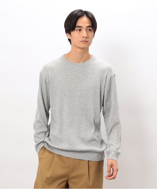 日本の色 ワイドリブクルーネックニット