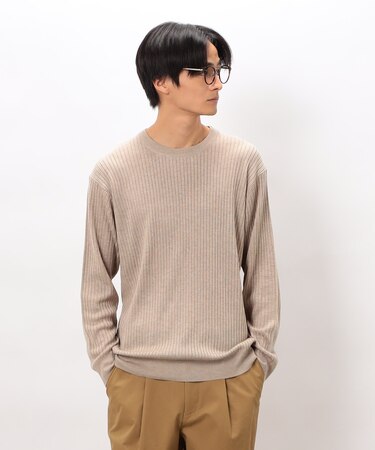 日本の色 ワイドリブクルーネックニット