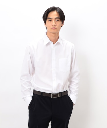 形態安定 市松柄ドビー ドレスシャツ