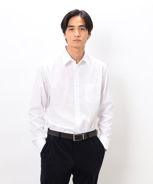 形態安定 市松柄ドビー ドレスシャツ