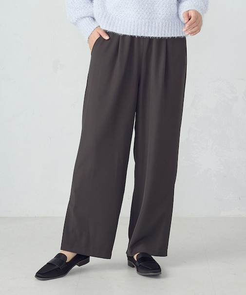 裾スリットストレートシルエット イージーパンツ