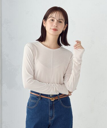 シャイニー クルーネックトップス