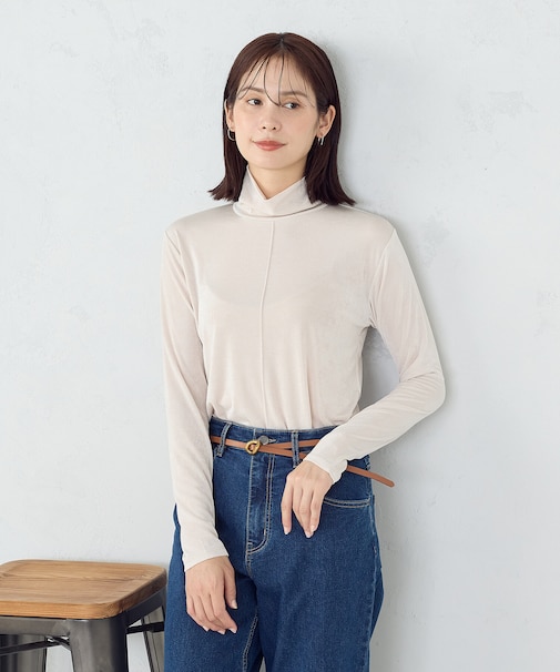 シャイニー ハイネックトップス