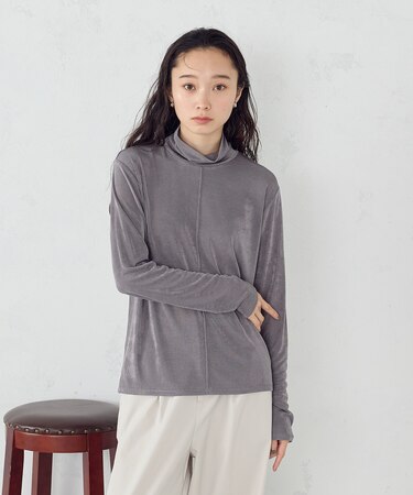 シャイニー ハイネックトップス