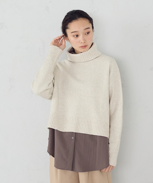 【ウォッシャブル】オフタートルニット