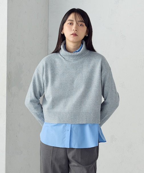 【ウォッシャブル】オフタートルニット