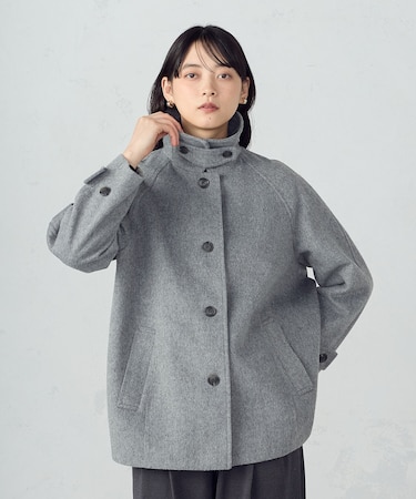 ステンカラーコクーンコート