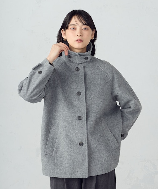 ステンカラーコクーンコート
