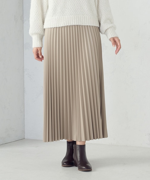 合成皮革プリーツスカート