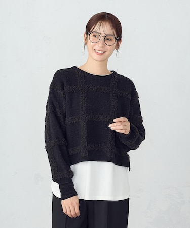 チェックジャガードニット