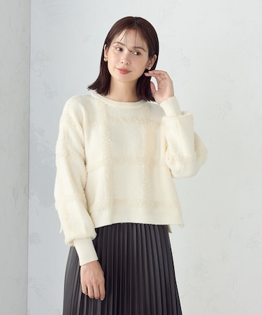 チェックジャガードニット