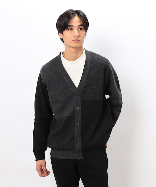 チェック柄ジャガードカーディガン