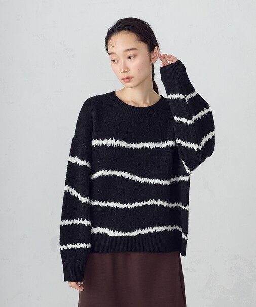 【ウォッシャブル】アート柄ニット