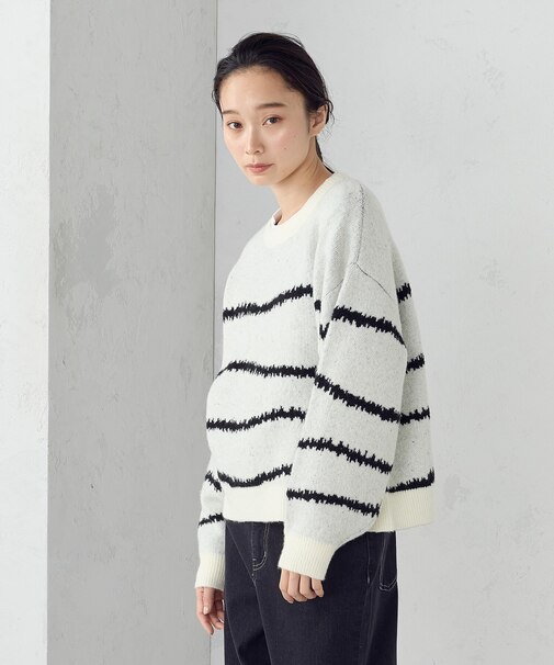 【ウォッシャブル】アート柄ニット