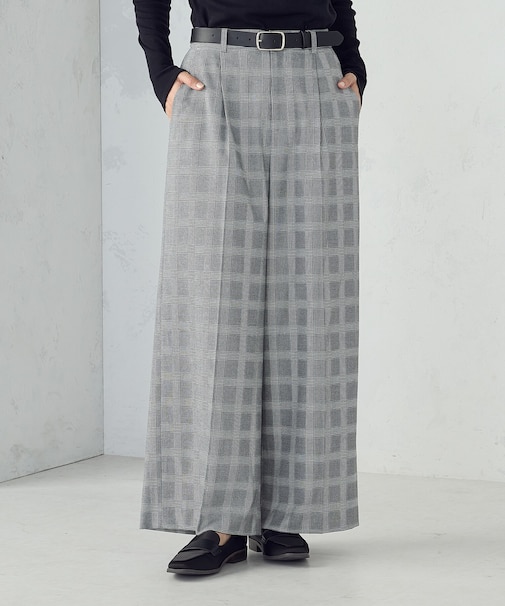 【セットアップ対応】ポリエステルレーヨン　ワイドパンツ