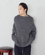 ラメモールボートネックニット