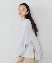 ラメモールボートネックニット