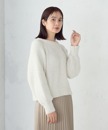 【ウォッシャブル】ミックスラメモールニット